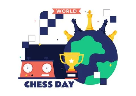 World Chess Day Vector Illustration Strategy Game Concept With Chess Pieces.. Stock Illustration
