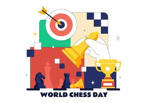 World Chess Day Vector Illustration Strategy Game Concept With Chess Pieces.. Stock Illustration