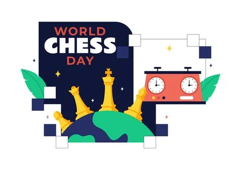 World Chess Day Vector Illustration Strategy Game Concept With Chess Pieces.. Stock Illustration