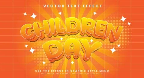World children's day 3d editable text effect Template Stock Illustration