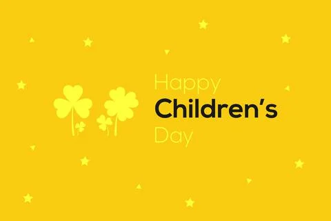 World children's day typography vector isolated on yellow background Illustrazione stock