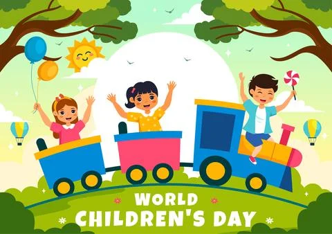 World Children's Day Vector Illustration on November 20 Featuring Cute Deco.. Stock Illustration