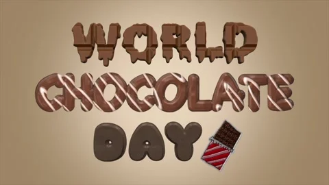 World chocolate day 3d text effect with melting texture and drizzle decoration Stock Footage 329550233