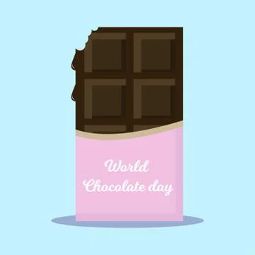 World chocolate day. Bitten chocolate bar Stock Illustration