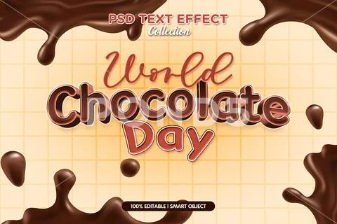 World chocolate day psd 3d text effect template PSDテンプレート