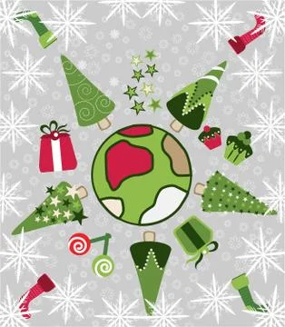 World christmas tree vector Stock Illustration