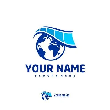 World Cinema logo vector template, Creative Film Strip Cinema logo design con Stock Illustration