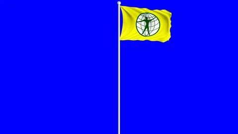 World Citizen Flag Waving Fluttering on Wind Loopable Green Blue Screen Matte Stock Footage 77719627