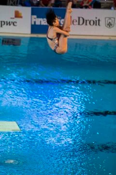 World class divers compete at the Canada Cup in Gatineau in April 2016 Stock Photos