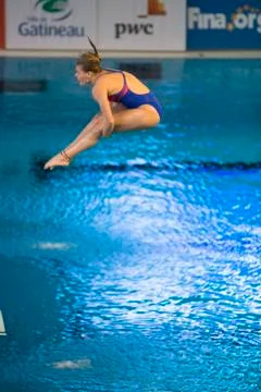 World class divers compete at the Canada Cup in Gatineau in April 2016 Stock Photos