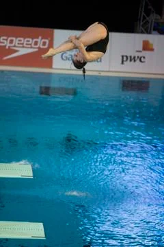 World class divers compete at the Canada Cup in Gatineau in April 2016 Stock Photos