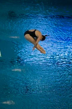 World class divers compete at the Canada Cup in Gatineau in April 2016 Stock Photos