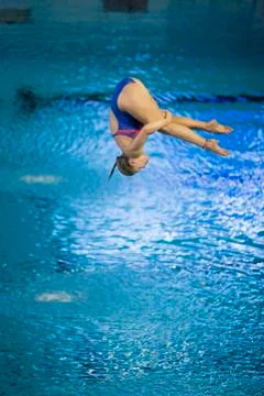 World class divers compete at the Canada Cup in Gatineau in April 2016 Stock Photos