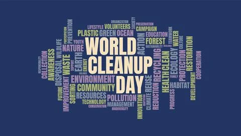 World Cleanup Day Typography Word Cloud Vector Illustration 스톡 일러스트