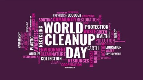 World Cleanup Day Typography Word Cloud Concept Vector Graphic 스톡 일러스트