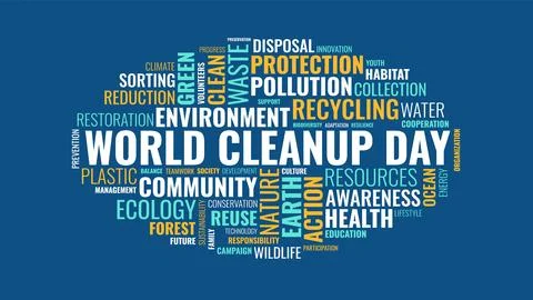 World Cleanup Day Word Cloud Vector Design on Environmental Protection Ilustración de archivo