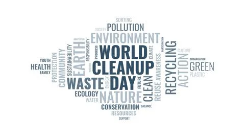 World Cleanup Day Word Cloud Vector Design for Environmental Awareness and .. Stock Illustration