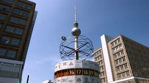 World clock at Alexanderplatz in Berlin Germany 스톡 동영상 72710944