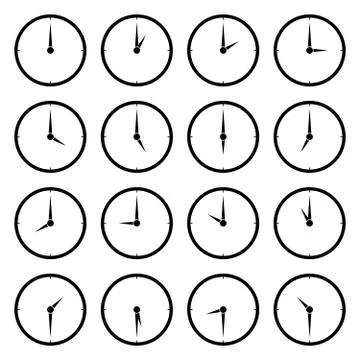 World clock, time zone vector icons Illustrazione stock