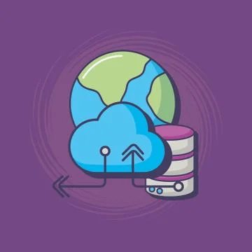 World cloud computing database server innovation Stock Illustration