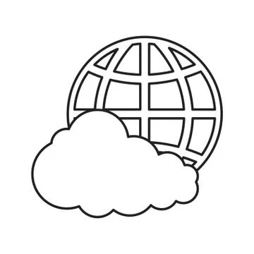 World cloud computing on white background Illustrazione stock