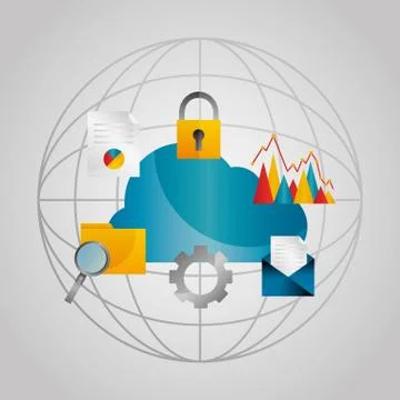 World cloud data email security folder Stockillustratie