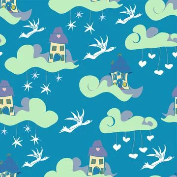 World In The Clouds Pattern Stock Illustration