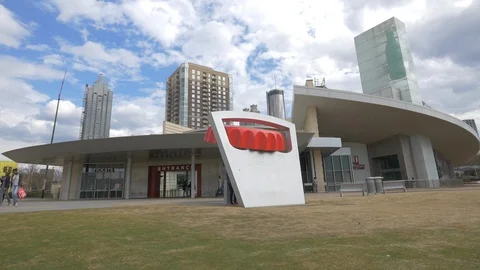 The World of Coca Cola info point in Atlanta Stock Footage 87053876