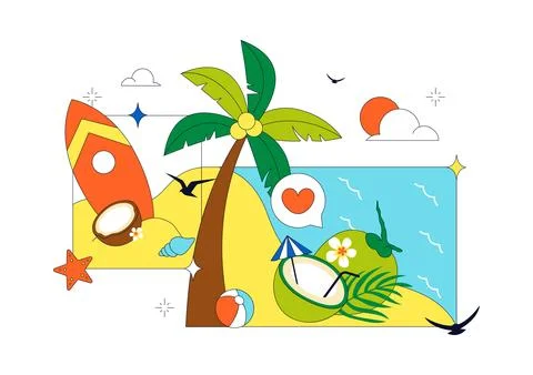 World Coconut Day Vector Illustration Featuring Fresh Tropical Coconuts, Pa.. Stock Illustration