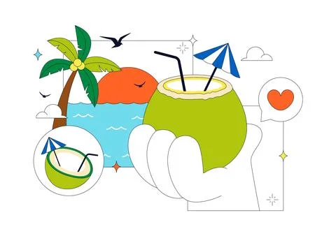 World Coconut Day Vector Illustration Featuring Fresh Tropical Coconuts, Pa.. Stock Illustration