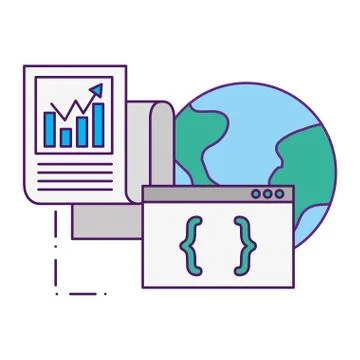 World coding program development document Illustrazione stock