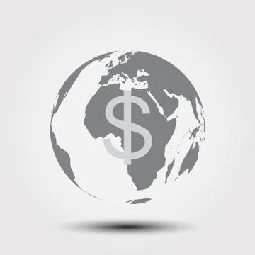 World with coin line icon. Vector. Stock-Illustration
