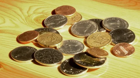 World coins spinning Stock Footage 60056434