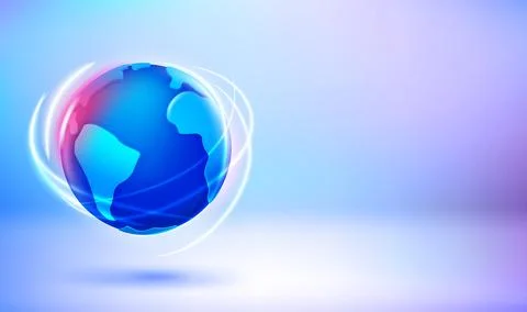 World communication concept with Earth. 3d vector banner with copy space Stock Illustration