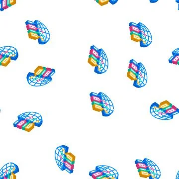 World communication isometric icon seamless pattern Stock Illustration