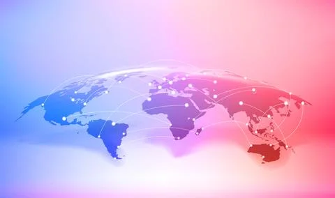 World communication scheme with shining effect. 3d vector banner Stock Illustration