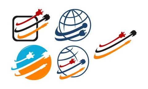 World Computer Cable Set Stock Illustration