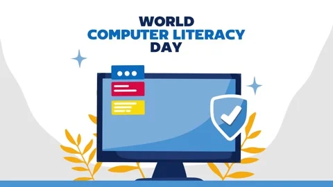 World computer literacy day for better computer usage skills Vídeos de archivo 333955358