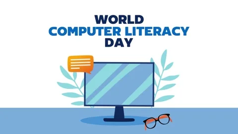 World computer literacy day for better computer usage skills Video stock 333955359