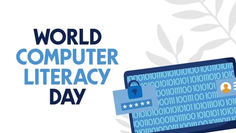 World computer literacy day for better computer usage skills Video stock 333955464