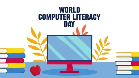 World computer literacy day for better computer usage skills Vídeos de archivo 333955571