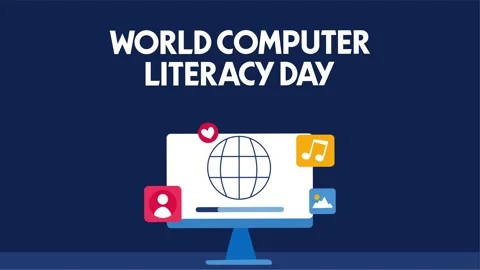 World computer literacy day for better use of computers Vidéo 335606903