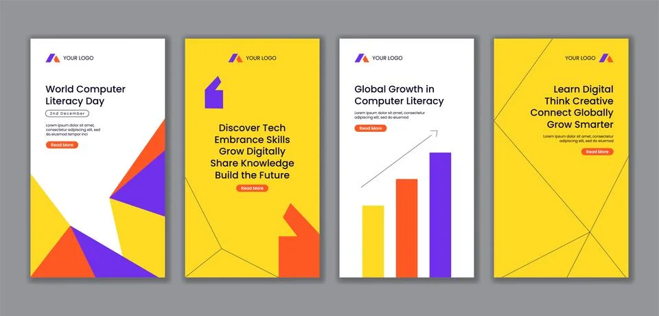 World Computer Literacy Day Flat Cartoon Illustration for Social Media Storie イラスト素材
