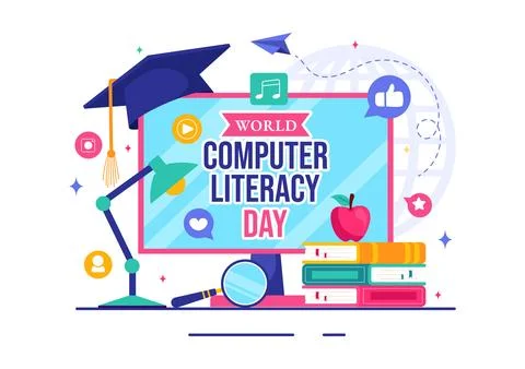 World Computer Literacy Day Vector Illustration on December 2, Featuring Bo.. 스톡 일러스트