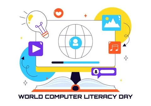 World Computer Literacy Day Vector Illustration on December 2, Featuring Bo.. Stock Illustration