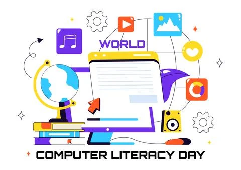 World Computer Literacy Day Vector Illustration on December 2, Featuring Bo.. Stockillustratie