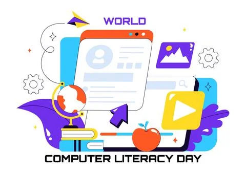 World Computer Literacy Day Vector Illustration on December 2, Featuring Bo.. Stockillustratie