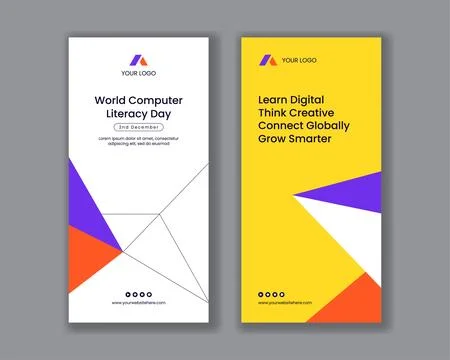 World Computer Literacy Day Vertical Banner Flat Cartoon Illustration Templat Stock Illustration