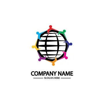 World comunity logo with people and globe illustration design vector. Stock-Illustration