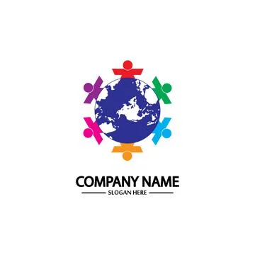 World comunity logo with people and globe illustration design vector. Stock-Illustration